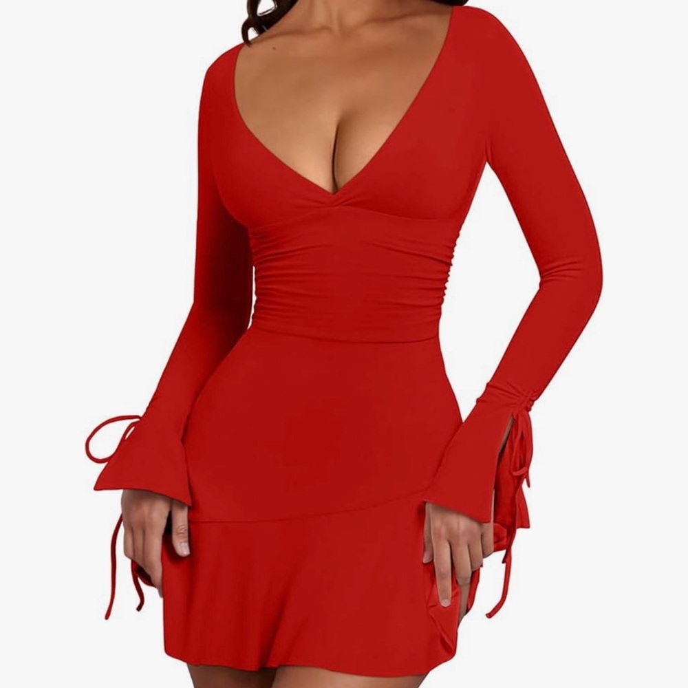 Long sleeve women’s v cut dress